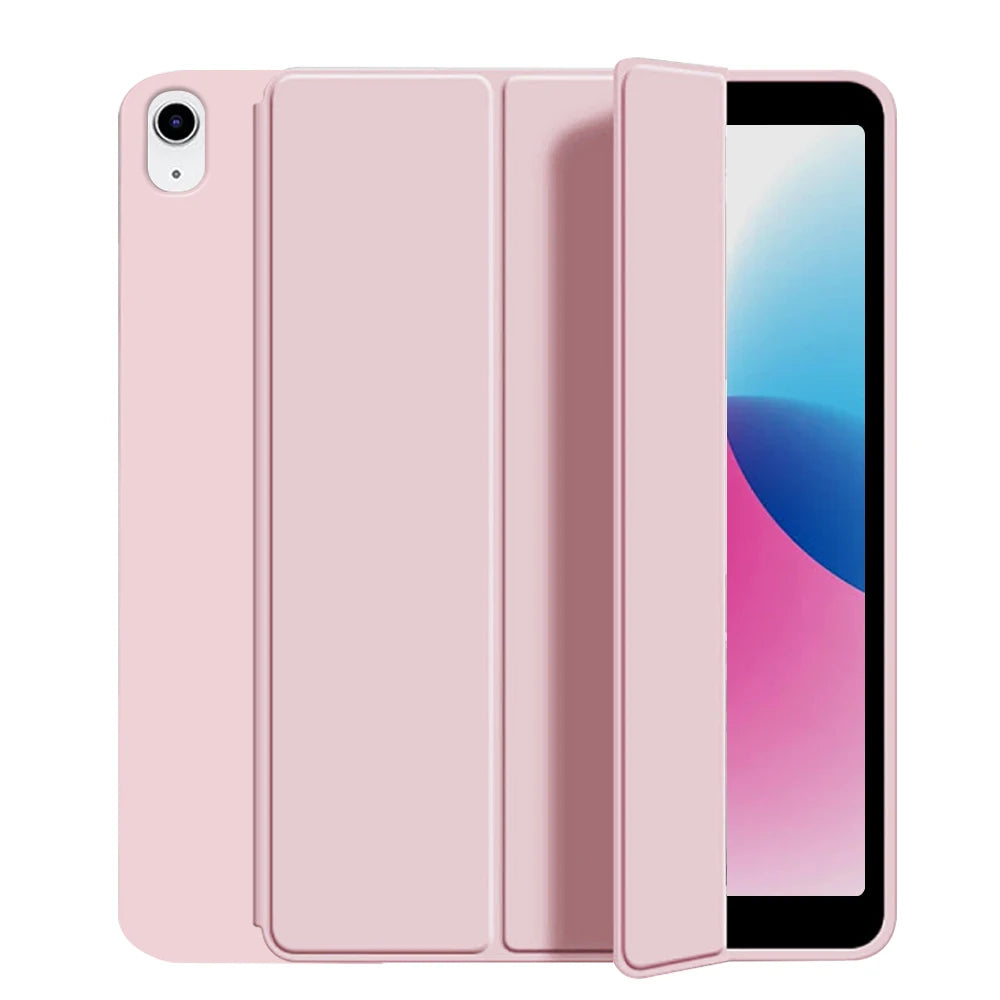 for iPad 5/6/7/8/9/10th gen Compatible with Air 4/5/6/7 Pro 11, three fold stand intelligent protective cover with soft TPU case
