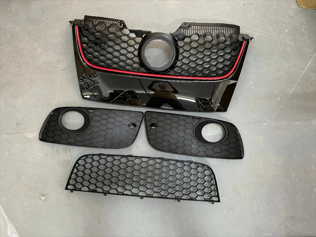 For  VW MK5 2006 2007 2008 2009 Jetta GLI GTI Front Bumper Grille Honeycomb Style Grille Set of 4 Center Grill BodyKits Autopart