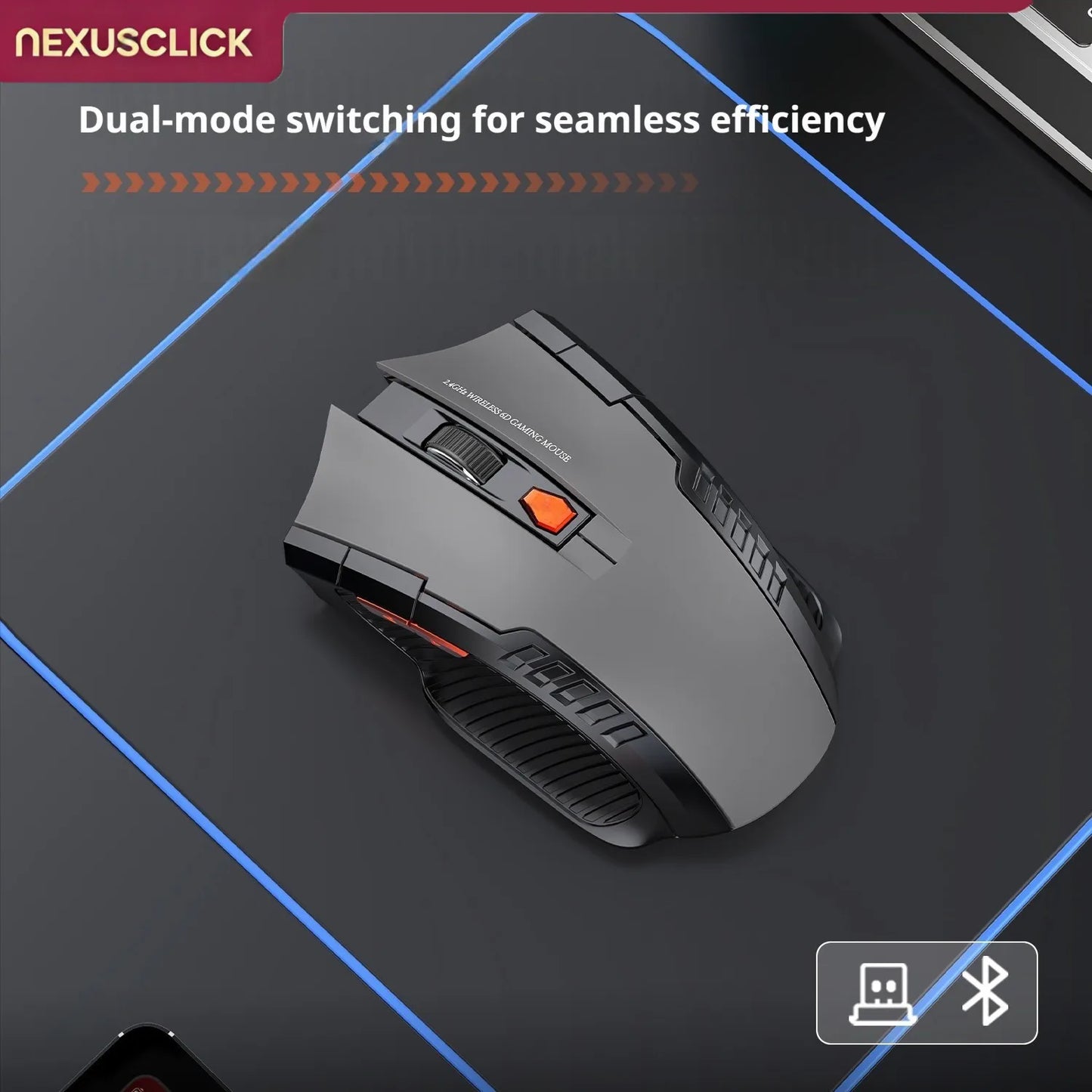 NEXUSCLICK Wireless Optoelectronic Mouse,1600DPI 6 Silent clicks New Game&Craft Gift Mice in Stock USB Receiver for Office Gamer