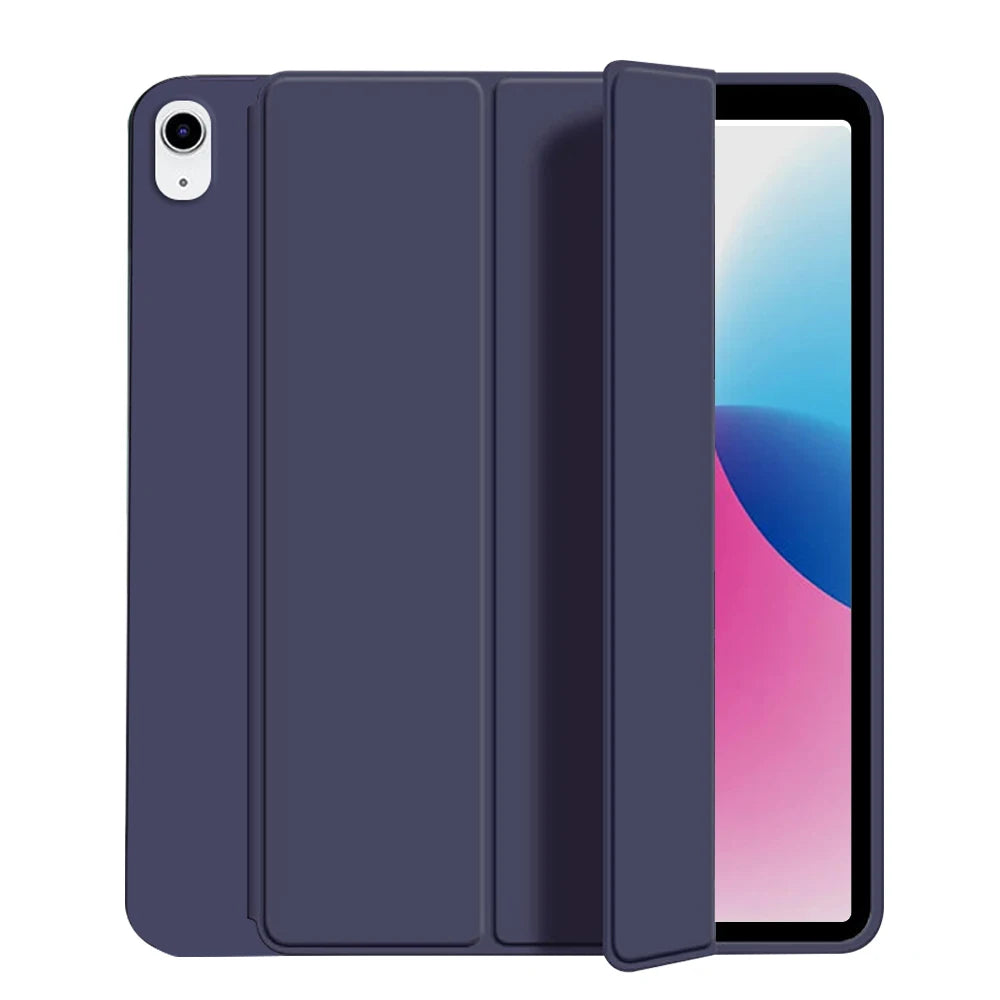 for iPad 5/6/7/8/9/10th gen Compatible with Air 4/5/6/7 Pro 11, three fold stand intelligent protective cover with soft TPU case