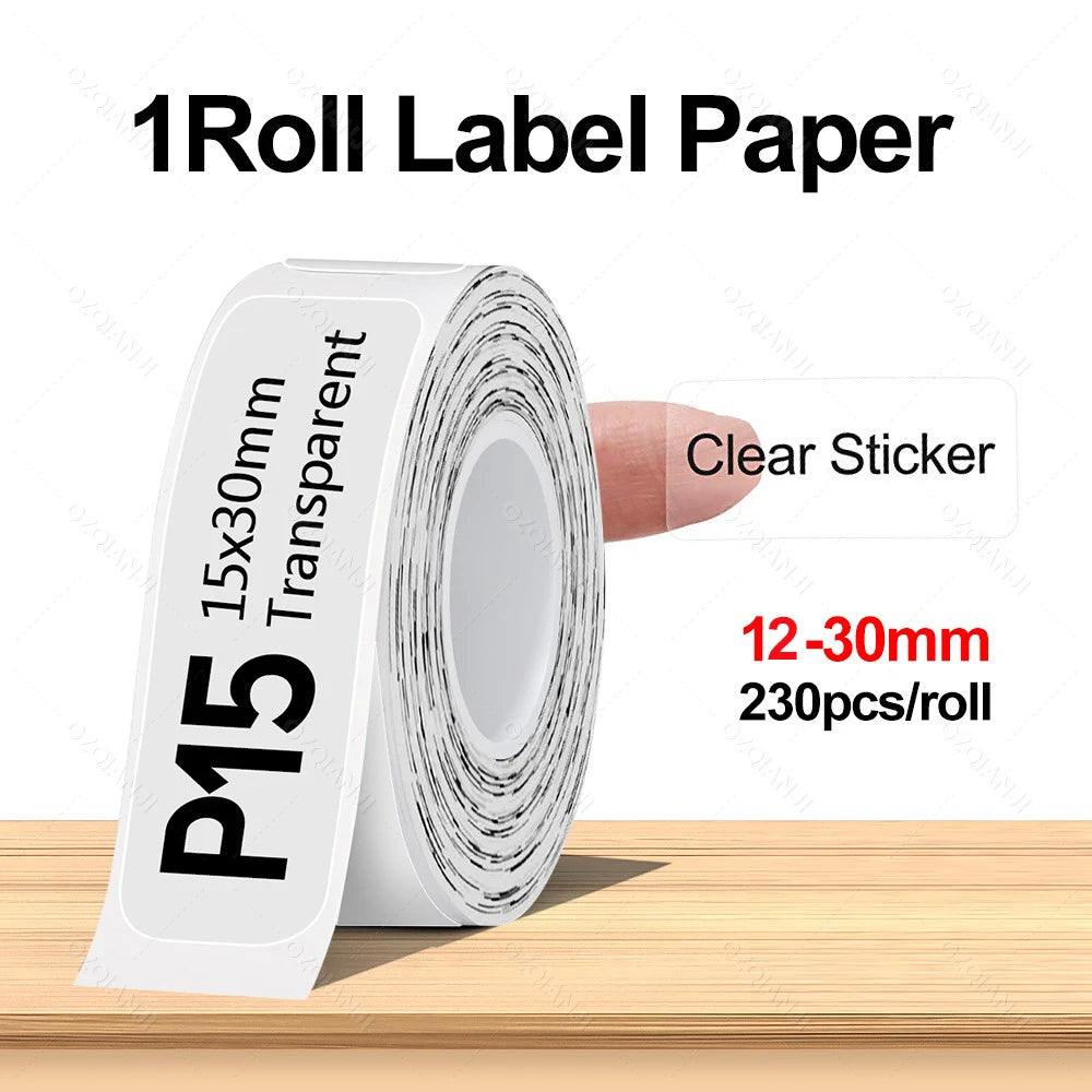 Portable Mini Labeling Printer Marklife P12 Thermal Adhesive Sticker Pocket Label Maker or 1Roll Spacer/Continues Label Paper