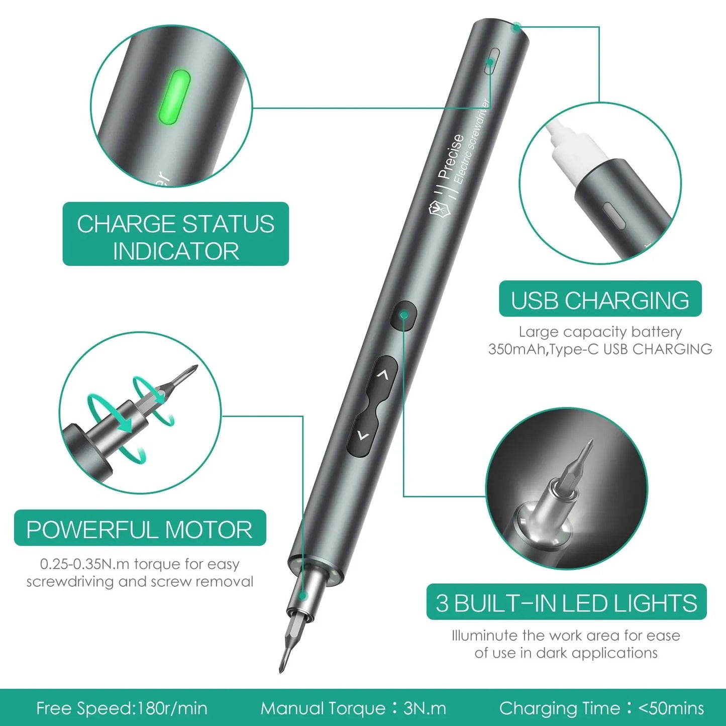 6 in 1 Precision Electric Screwdriver Sets Power Tools Rechargeable Magnetic Mini Small Bits for Xiaomi Mobile Cell Phone Repair