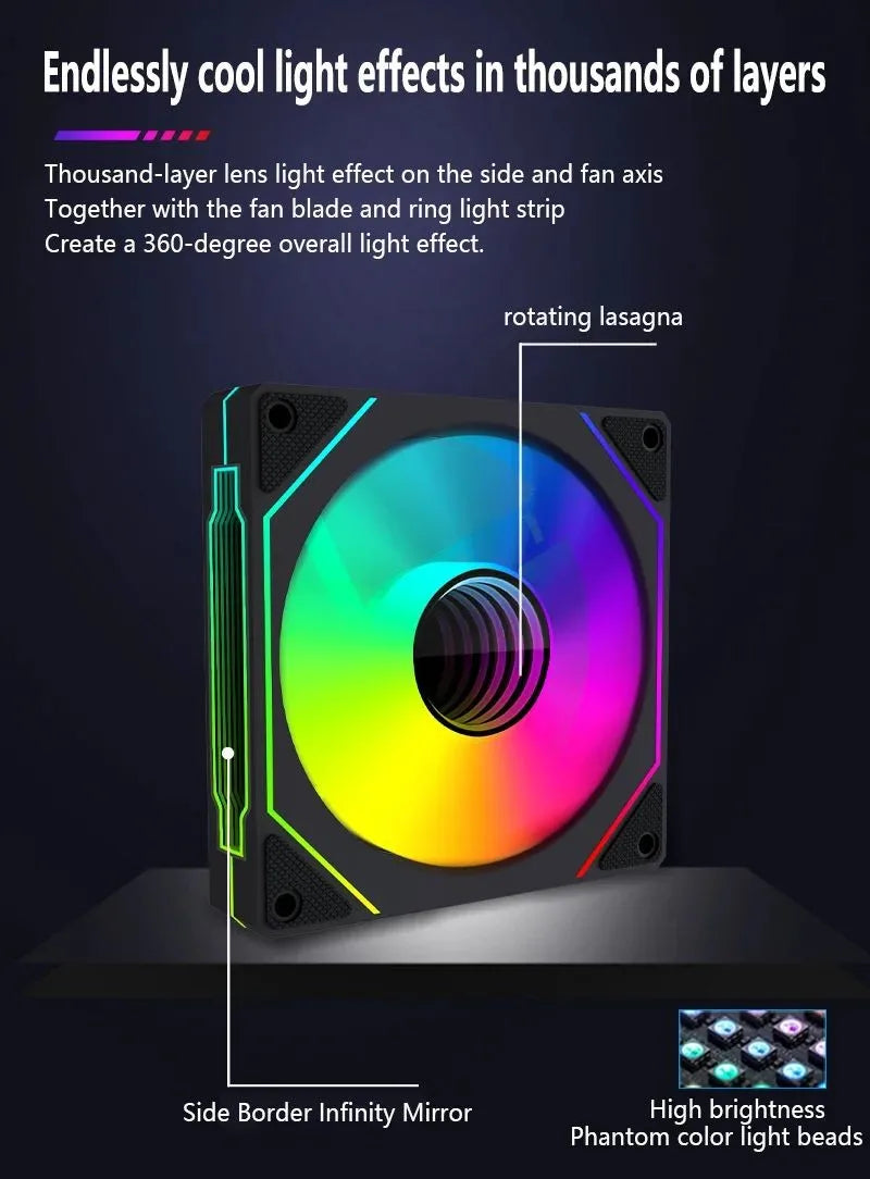 LDPCSJ PRISM 4 RS 12cm ARGB 4 Pin Computer Case Fan Quiet Cooling 12V Large Air Volume 1200RPM for Desktop Gaming PC Build