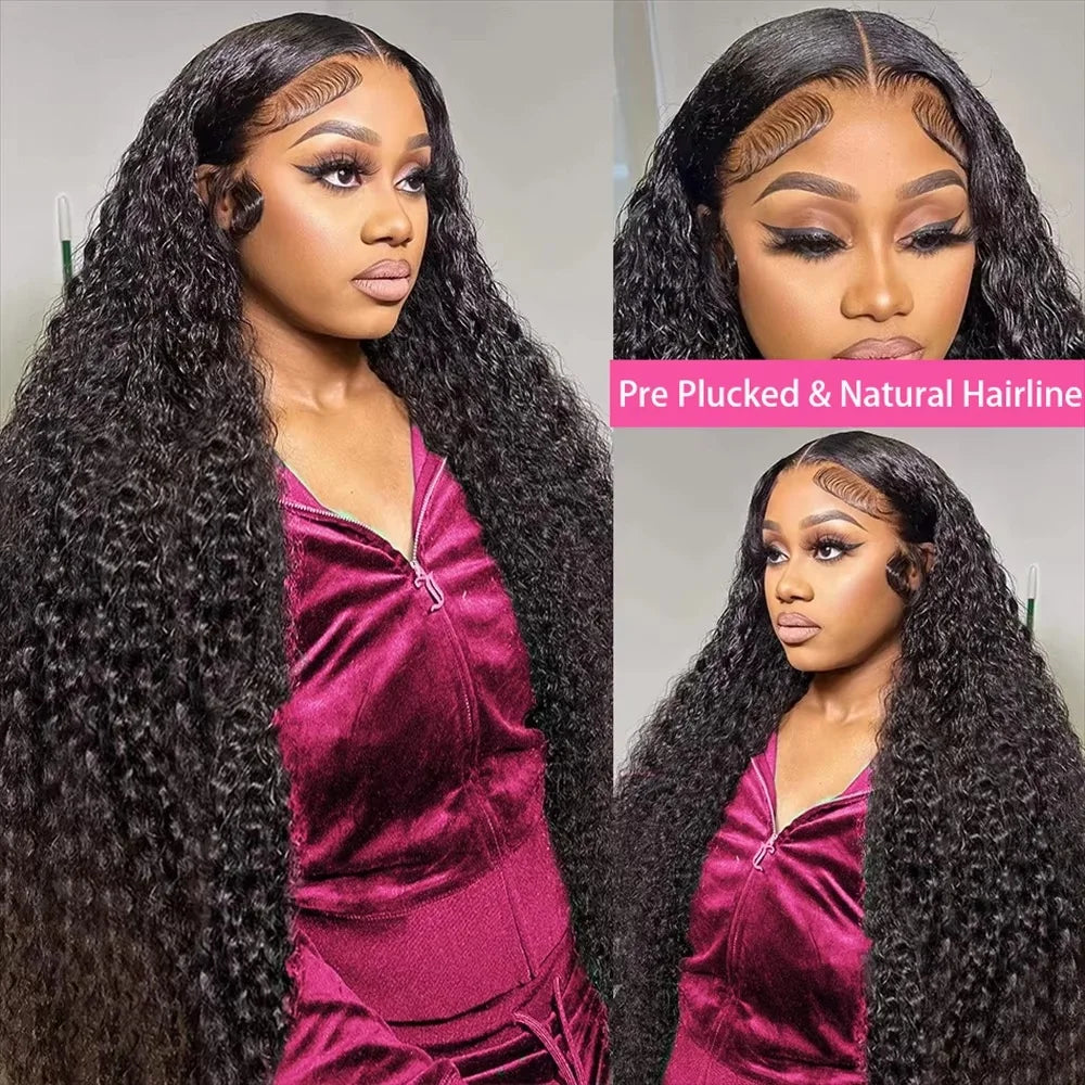 40 Inch Deep Wave Lace Front Wig for Women Human Hair 13x4 13x6 Transparent 250 Density Curly Water Wave Wig