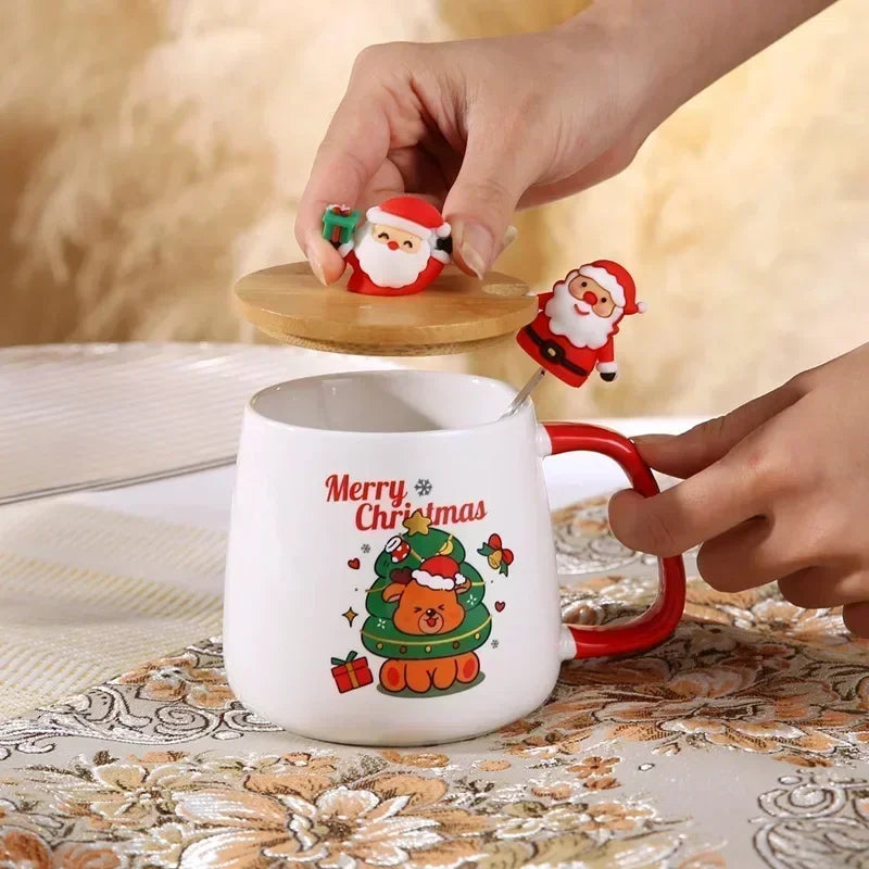 Christmas gift Ceramic mug gift box ceramic mug  mug with lid with spoon Mug set cup cup Coffee cup Christmas cup