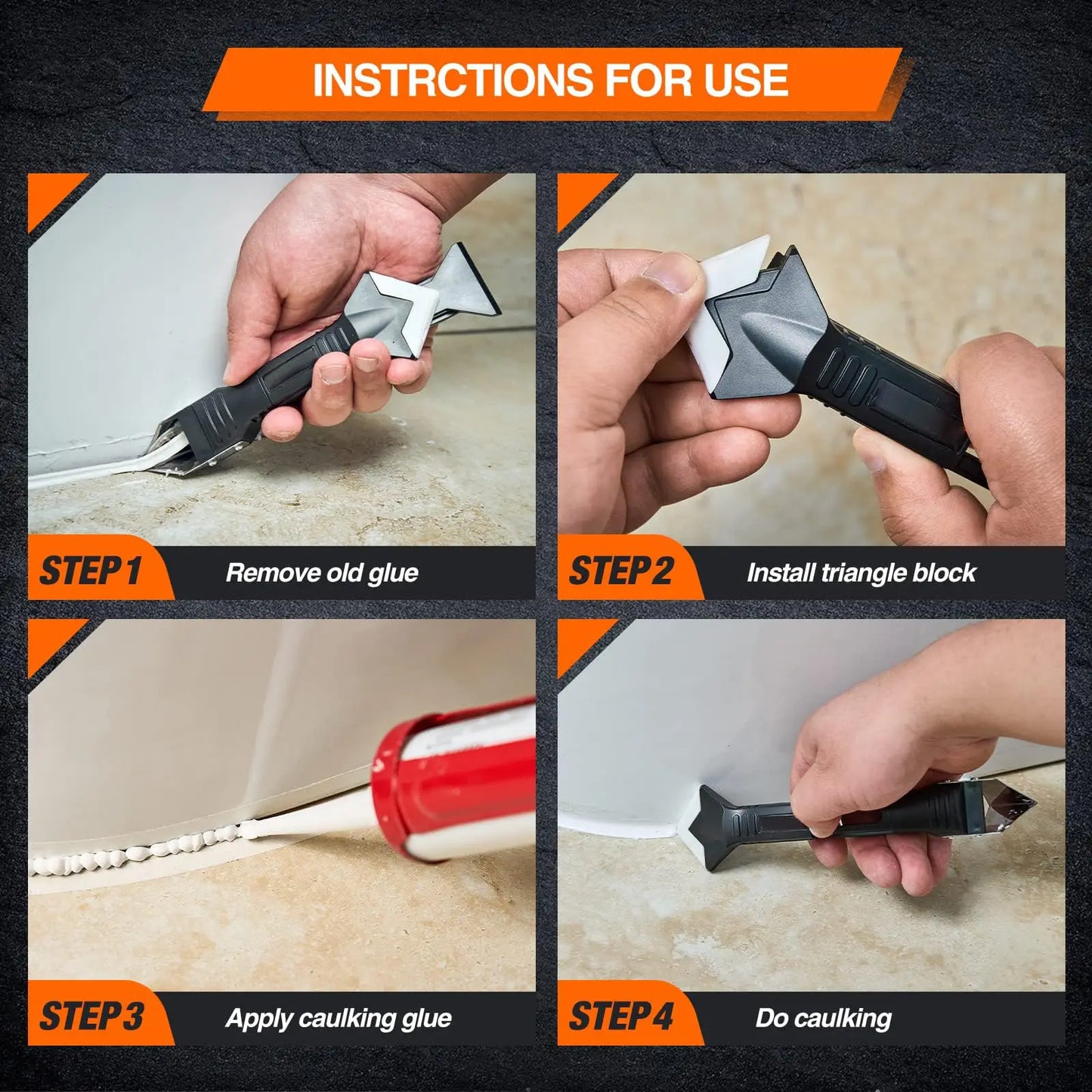 Silicone Scraper Squeegee Glue Remover Knife Caulking Angle Beauty Crack Trowel Tool Grout Scraper Kit 5in1 Multifunctional Home