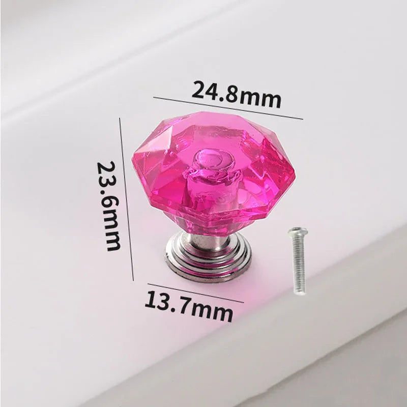 Plastic 1pc Diamond Shape Design Colorful Crystal Plastic Knobs Cupboard Drawer Pull Door Kitchen Cabinet Wardrobe Handles