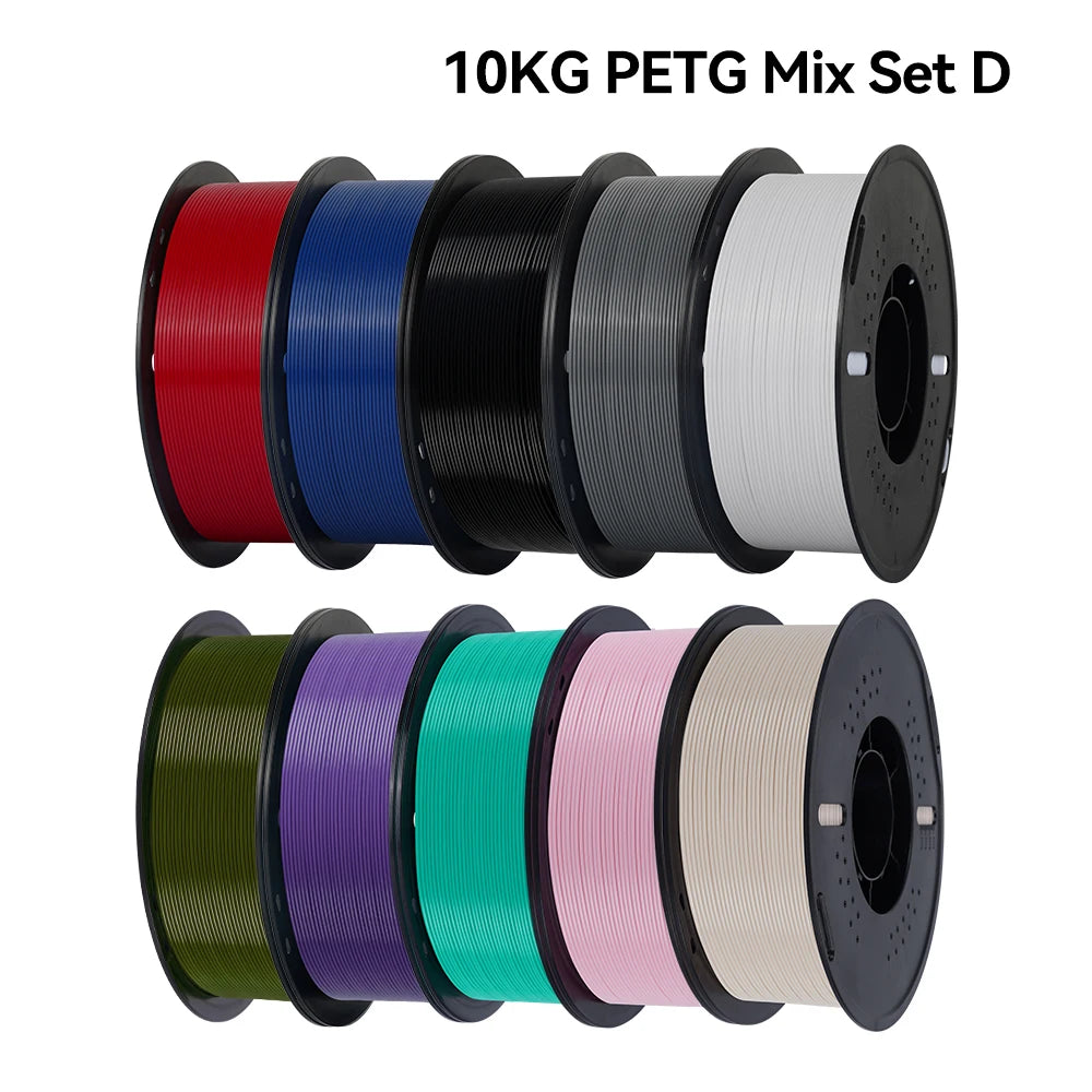 KINGROON 22LBS PETG or PLA Filament 3D Printer Filament 10 Rolls 1KG 1.75MM Eco-Friendly Good Toughness Mix Color Free Shipping