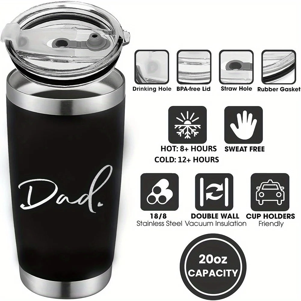 20oz Dad thermos water bottle, Stainless Steel Tumbler Large Capacity water thermal bottle Travel Coffee Mug, Father's Day Gifts