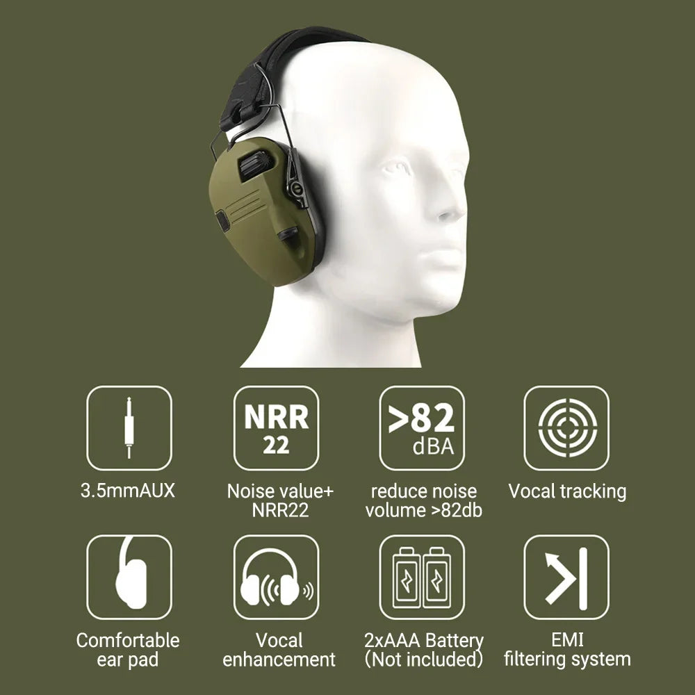 Outdoor hunting/shooting earmuffs actively reduce noise to protect hearing, train tactical headphones to strengthen human voice