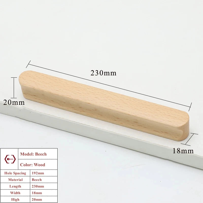 Walnut Beech Kitchen Cabinet Handle Drawer Solid Wood Furniture Door Drawer Round Knob Cupboard Wooden Handle Hardware Long Pull