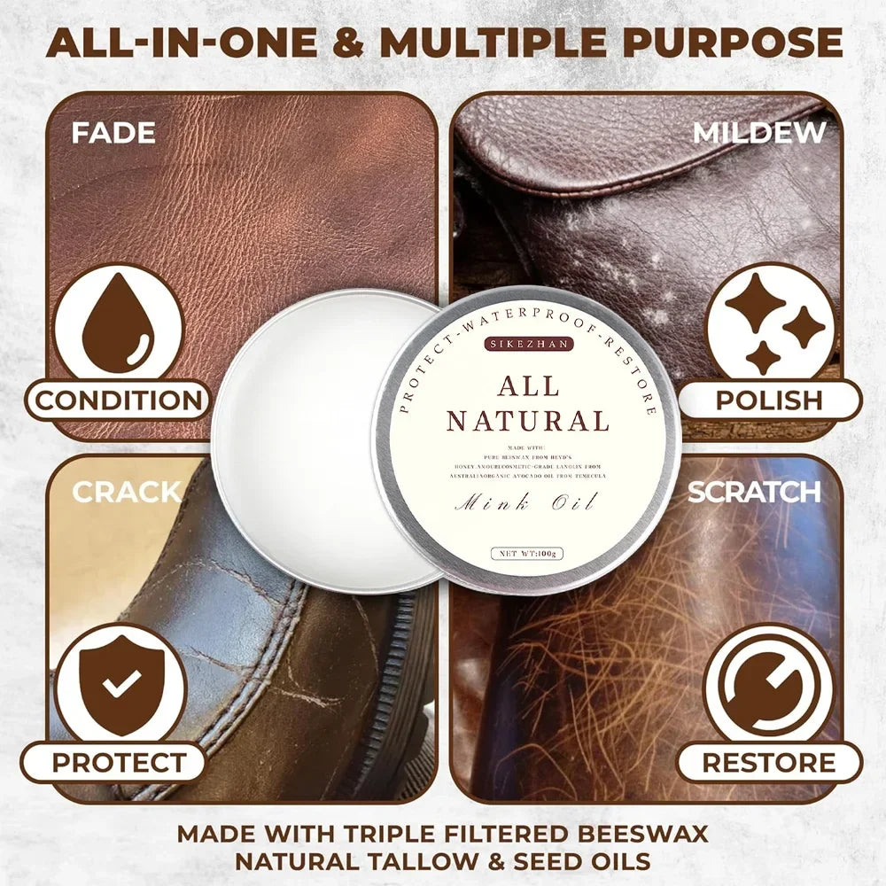 Natural Mink Oil Cream for Leather Shoes Bags Leather Care Cream Leather Maintenance Cream Leathercraft Accessories