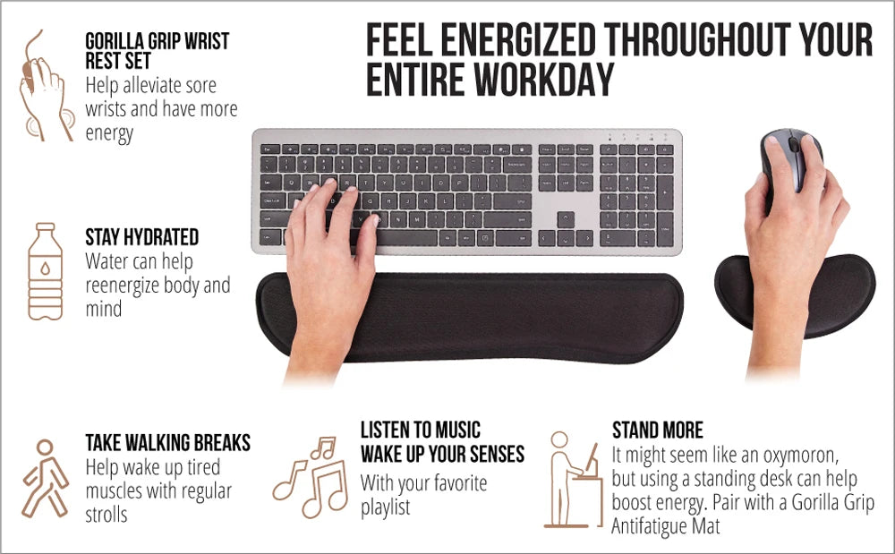 Keyboard Wrist Rest Mouse Pad with Wrist Support Memory Foam Keyboard Pad Set Ergonomic Mousepad for Office Gaming PC Laptop