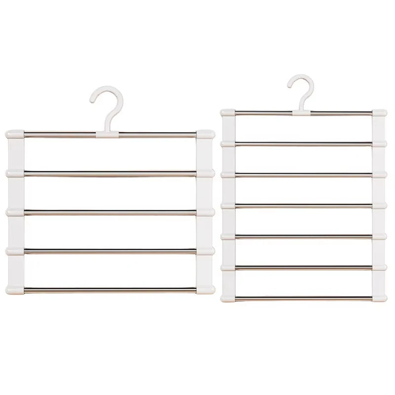 7 Layers Stainless Steel Pants Hanger Space Saving Closet Organizer Trousers Rack Non-Slip Wardrobe Storage Clothes Rack