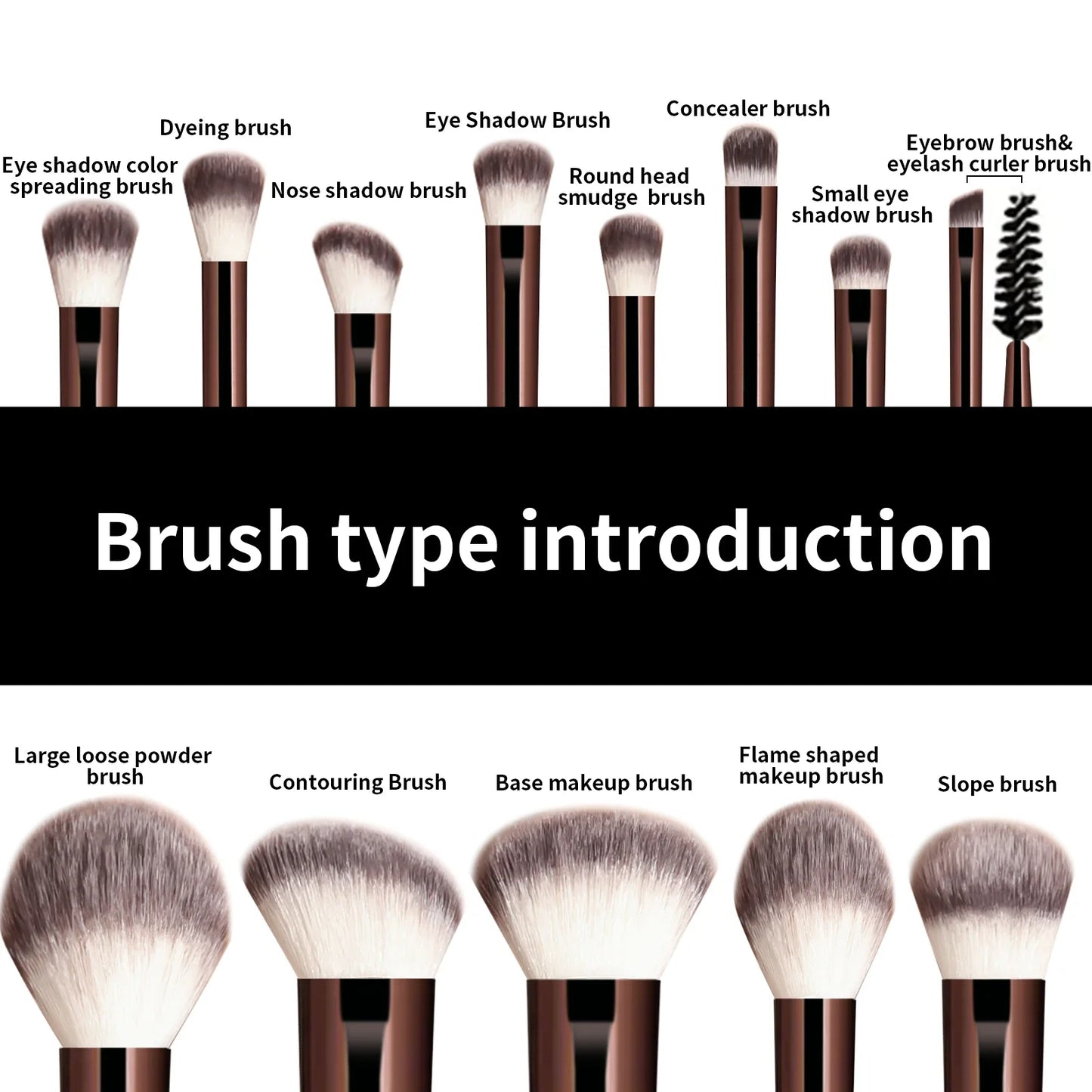Soft Bristle Kabuki Blending Makeup Brush Set 13Pcs Foundation Eyeshadow Blush Cosmetic Tool Professional Salon Daily Facial Makeup Supply