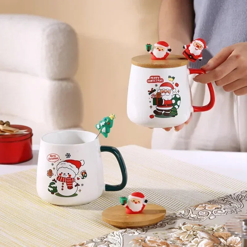 Christmas gift Ceramic mug gift box ceramic mug  mug with lid with spoon Mug set cup cup Coffee cup Christmas cup
