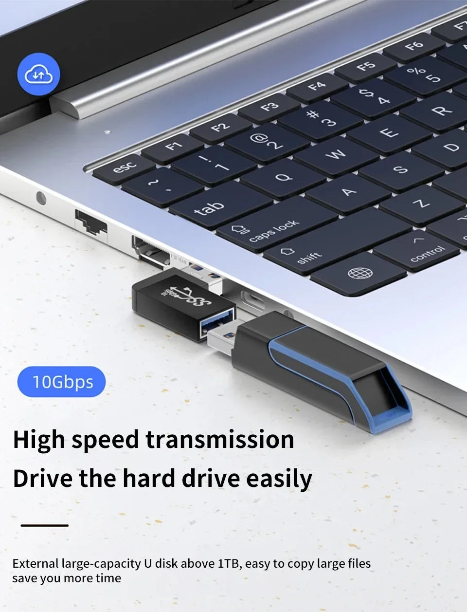 90 Right Angle USB 3.0 Extension Adapter Upward Elbow 10Gbps USB Connector for PC Male To Female Extension Plug Converter
