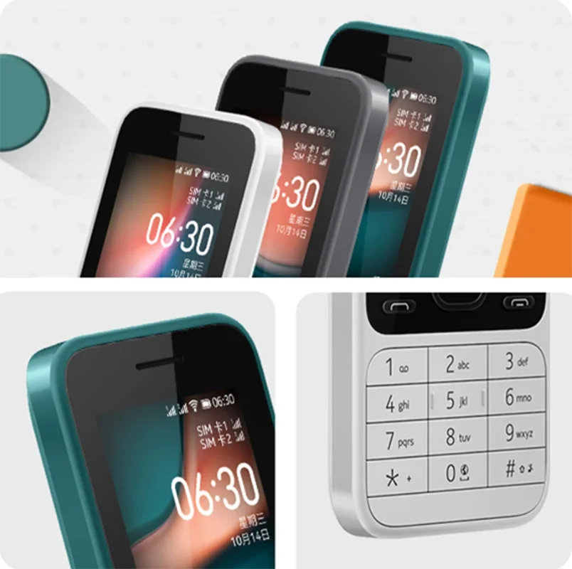 Finland Made 6300 4G mobile phone Feature Phone Dual SIM KaiOS Wifi Multilingual 2.4 Inch FM Radio Bluetooth  used phone