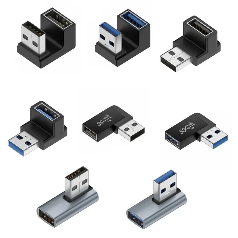 90 Right Angle USB 3.0 Extension Adapter Upward Elbow 10Gbps USB Connector for PC Male To Female Extension Plug Converter
