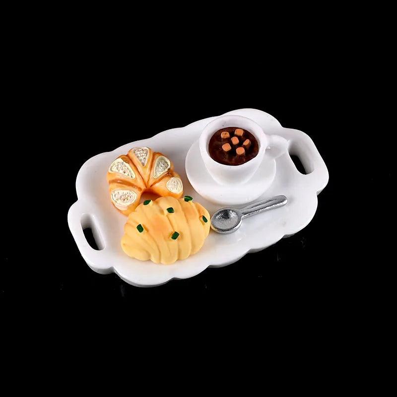 1set 1/12 Dollhouse Simulated Breakfast Afternoon Tea Set Dollhouse Mini Kitchen Food Decoration For Kid Pretend Play Toys