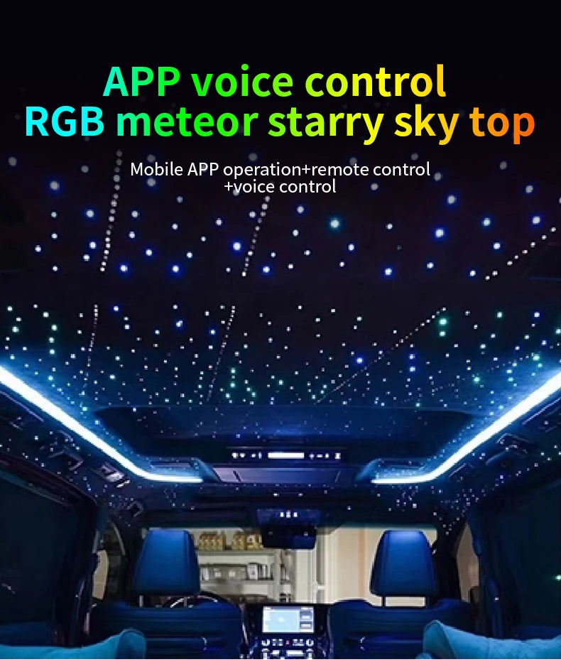 RGB Led Star Roof Starlight Headliner Remote Control Fiber Optic Lamp APP Voice 16W Twinkle Starry Sky Car Star Ceiling Light