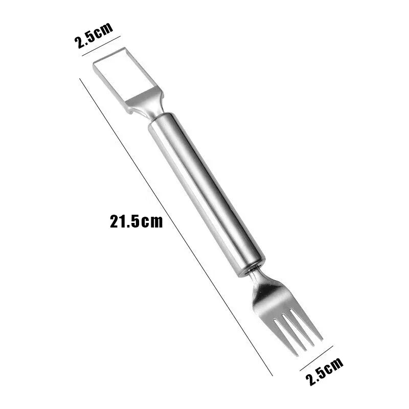 Multi-purpose Portable 2In1 Watermelon Slicer Fork Watermelon Slicer Cutter Knife Stainless Steel Kitchen Fruit Cutting Fork