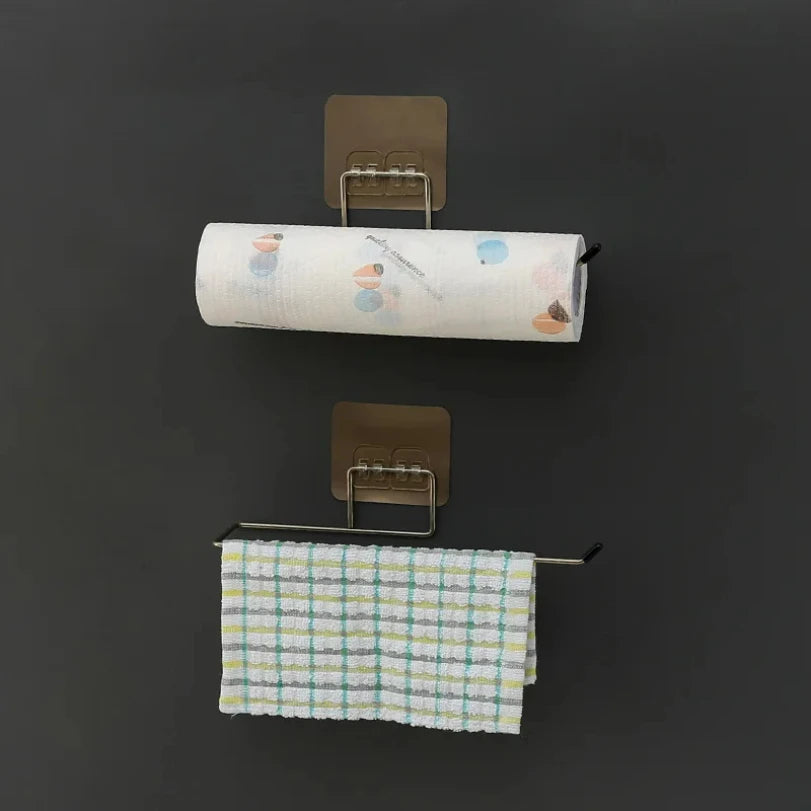 Kitchen Paper Towel Holder Adhesive Toilet Paper Rack Towel Hanger Tissue Dispenser Roll Napkin Cabinet Storage Accessories