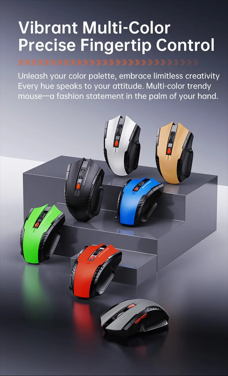NEXUSCLICK Wireless Optoelectronic Mouse,1600DPI 6 Silent clicks New Game&Craft Gift Mice in Stock USB Receiver for Office Gamer