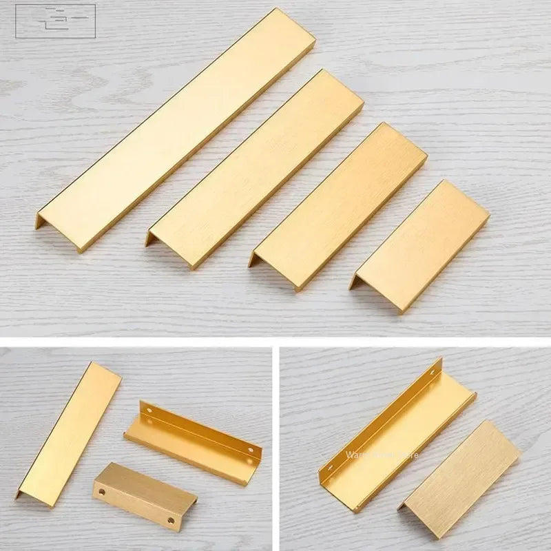 Black Silver Gold Long strip Handle Aluminum alloy strip handle Kitchen Cupboard Pulls Wardrobe Drawer Knobs Furniture Handles