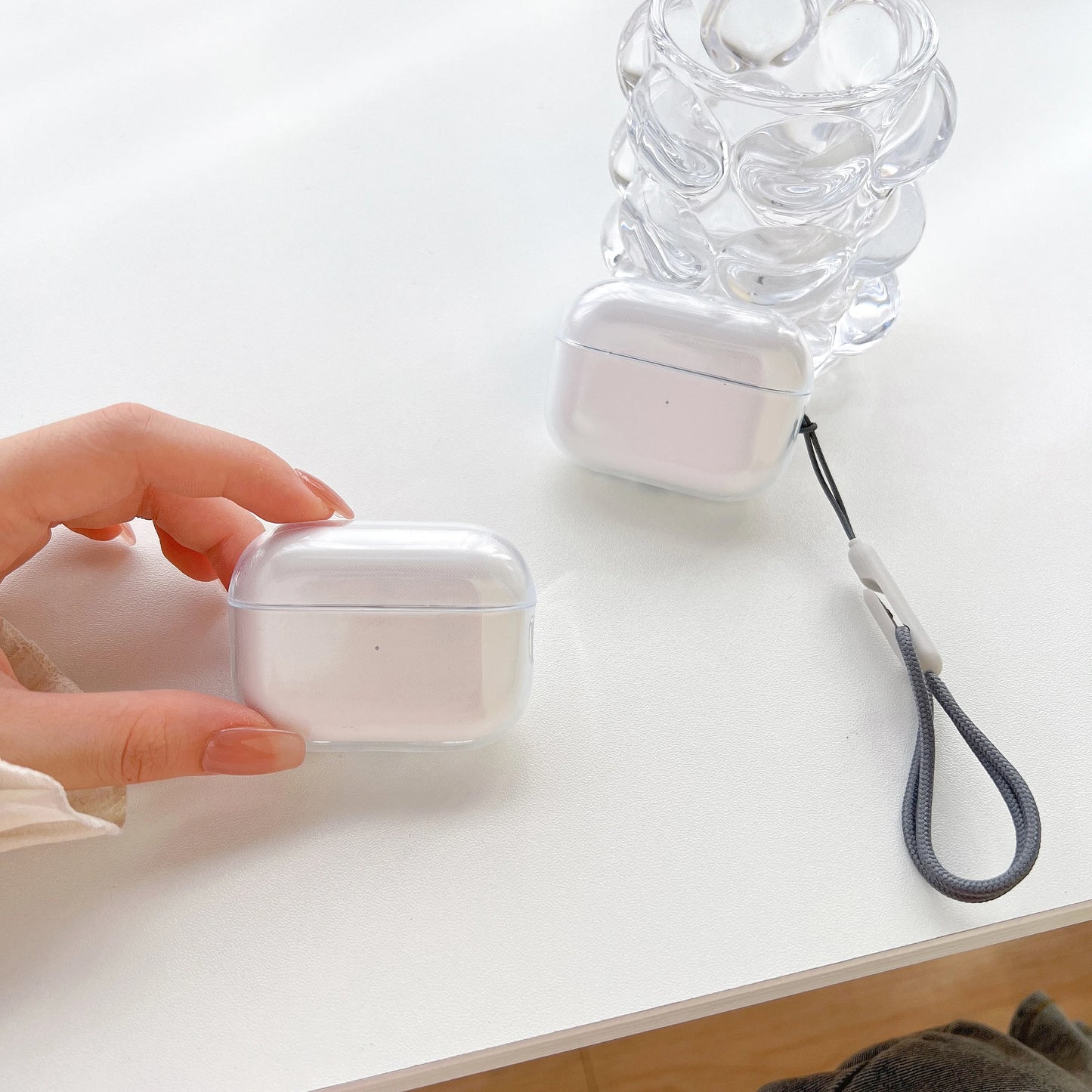 Clear TPU Earphone Case for Airpods 4 3 2 1 Pro Pro2 Shockproof with Lanyard Strap for Airpods Charging Case Transparent Cover