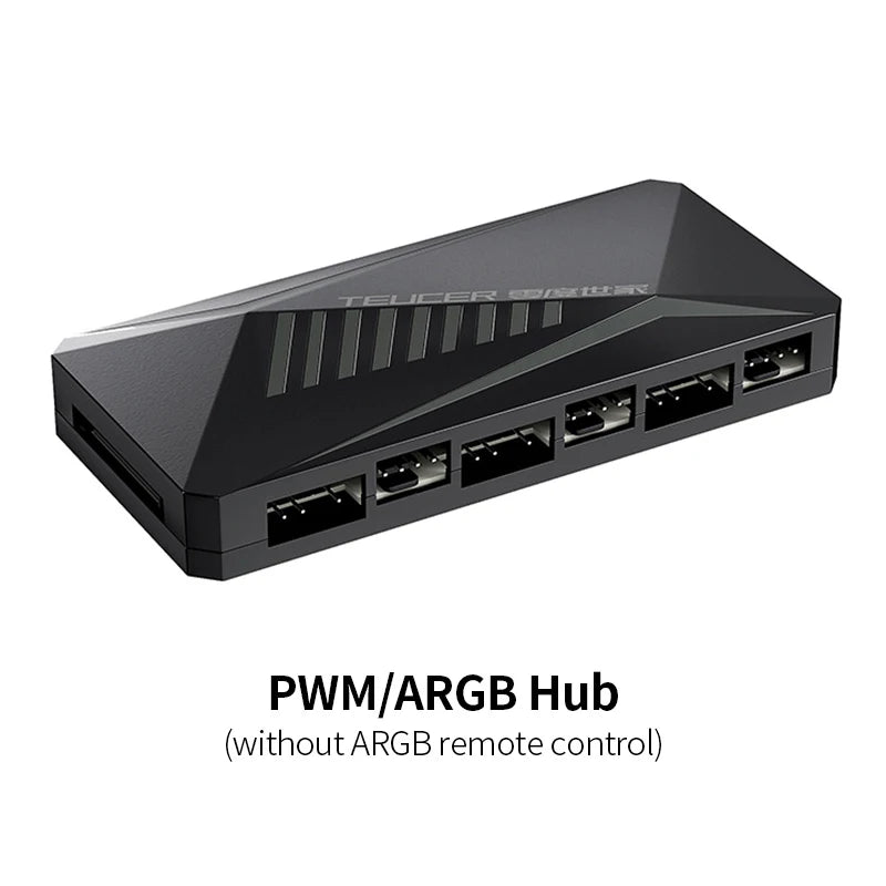 TEUCER LP-6P ARGB Remote Control 6 Way Splitter 4Pin PWM Cooling Fan Hub for Computer PC Case Chassis Radiator SATA Power Supply