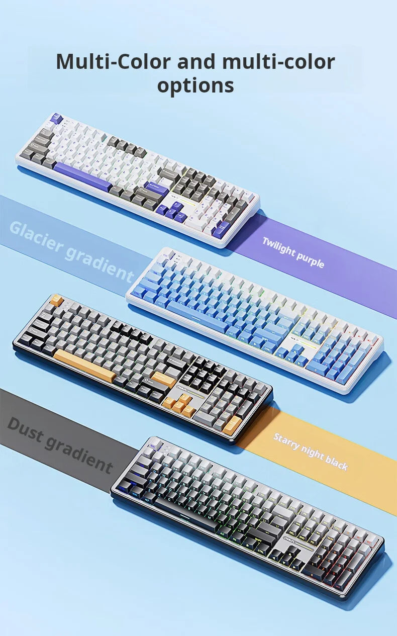 AULA F108Pro/F108 Wireless Bluetooth tri-mode connection, multi-functional display, Gasket structure, RGB lighting effects