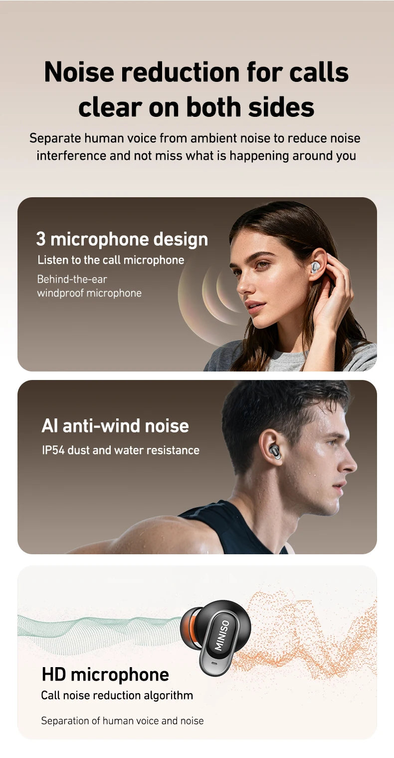 MINISO MS105 Bluetooth Earphone In-Ear Earbuds Soft Earbuds Wireless Headphones Waterproof IPX5