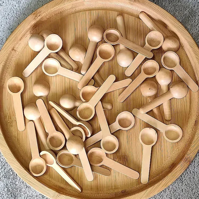 5Pcs Mini Wooden Spoons Kitchen Cooking Seasoning Honey Bean Salt Spice Jars Measuring Scoops Coffee Tea Spoon Tableware
