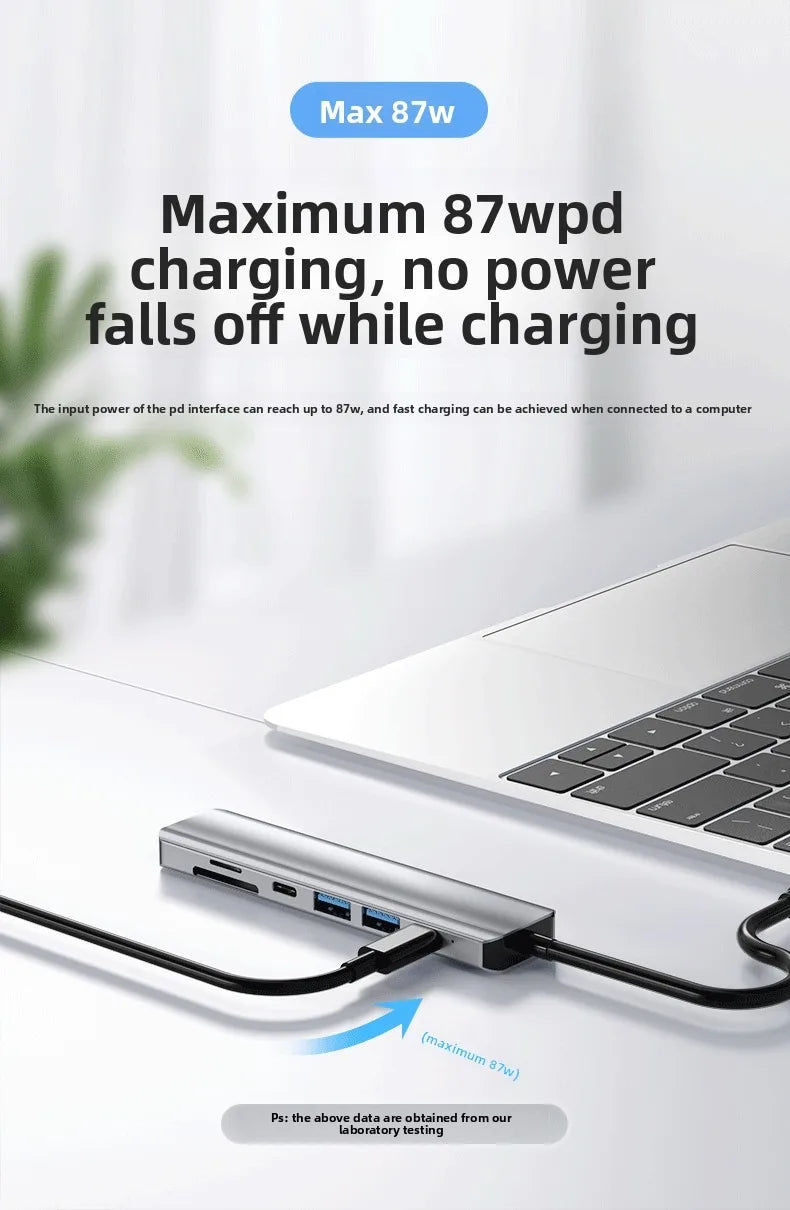 USB C Docking Station TYPE-C HUB to HDMI 4K 30Hz with Screen off Button USB 3.0 5Gbps HUB 87W Fast Charging for MacBook