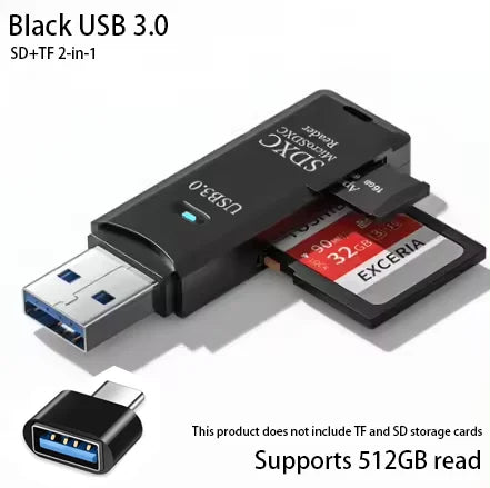 2-in-1 Multi Functional  USB 3.0 Card ReaderMiniSD TFMemoryCardReaderUSBFlashDrive CardreaderAdapter For PCLaptops Accessories