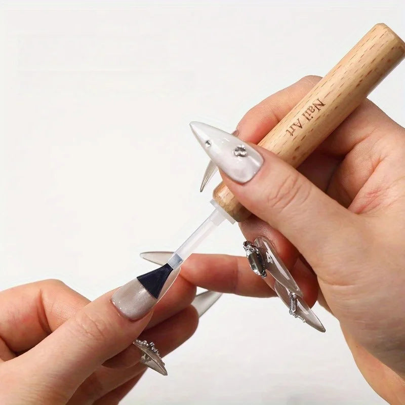 Professional Nail Art Brush Set with Detachable Wooden Grip-Multi-Functional Nail Polish Brushes,Nail Art Tools,Nail Accessories