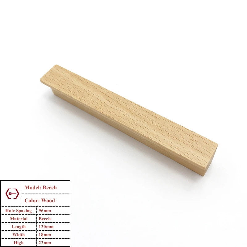 Beech Wooden Cabinet Handles Walnut Solid Wood Furniture Kitchen Door Handle Wardrobe Cupboard Drawer Knobs Hardware Pull Handle