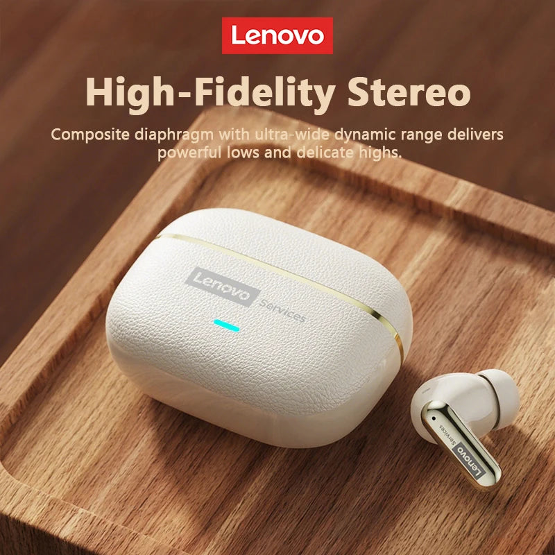 Choice Lenovo LE208 Wireless Bluetooth Leather Earphones Stereo ENC Noise Cancelling Headphone 38ms Low Latency Gaming Headset