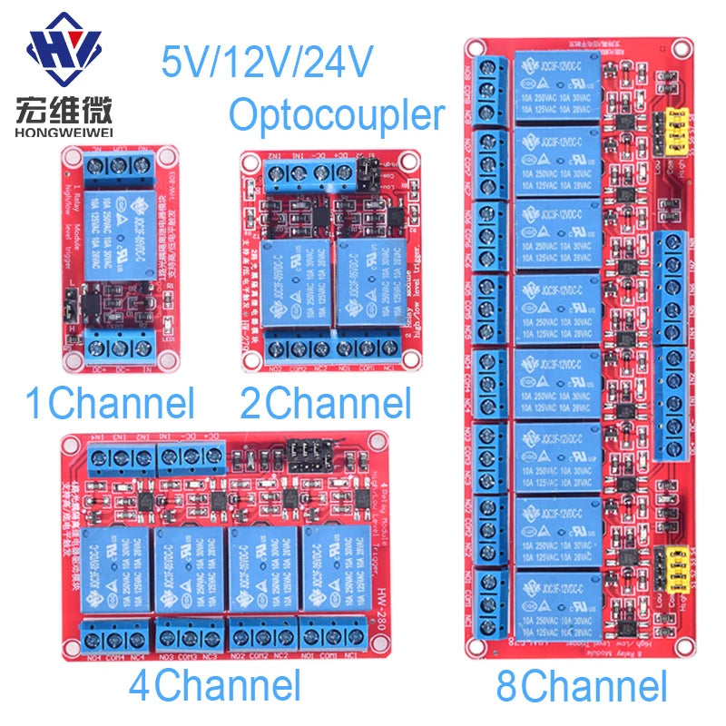 High/Low Level Trigger Relay Module 1/2/4/8 Channel 5V12V24V Home Intelligent Control Module With Optocoupler Isolation Output