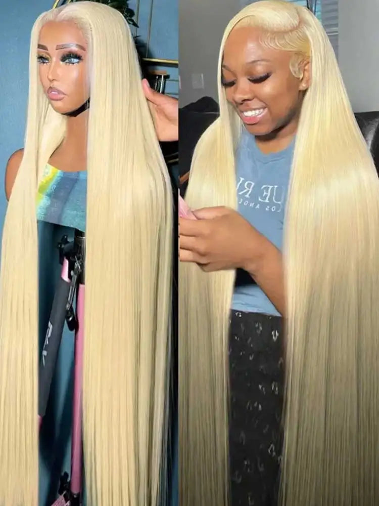 CHEAP 40 42 Inch 613 Blond Straight Human Hair Wigs 13x4 13x6 HD Lace Frontal Wigs Remy Honey Blond Bone Straight Lace Front Wig