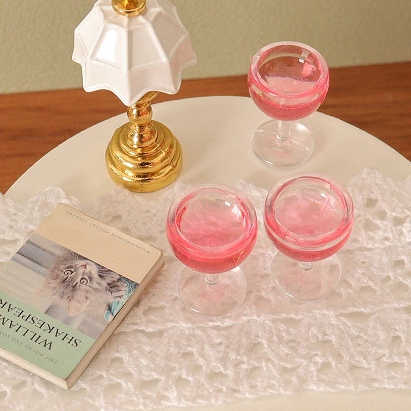 5pcs Dollhosue Miniature Red Wine Cup Wine Glasses Doll House Foods Groceries Kitchen Fairy Garden Scene Decor Furniture Toy