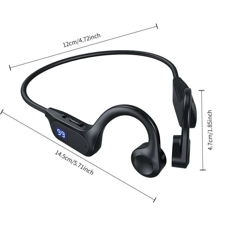 X7 Wireless Bluetooth Earphones, Sports-Style Air-Conducting LED Battery Display, Memory Card Insertion Support