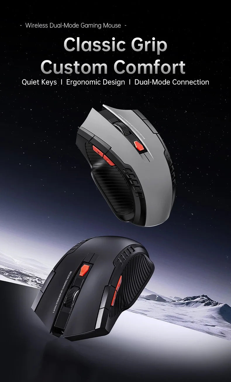 NEXUSCLICK Wireless Optoelectronic Mouse,1600DPI 6 Silent clicks New Game&Craft Gift Mice in Stock USB Receiver for Office Gamer