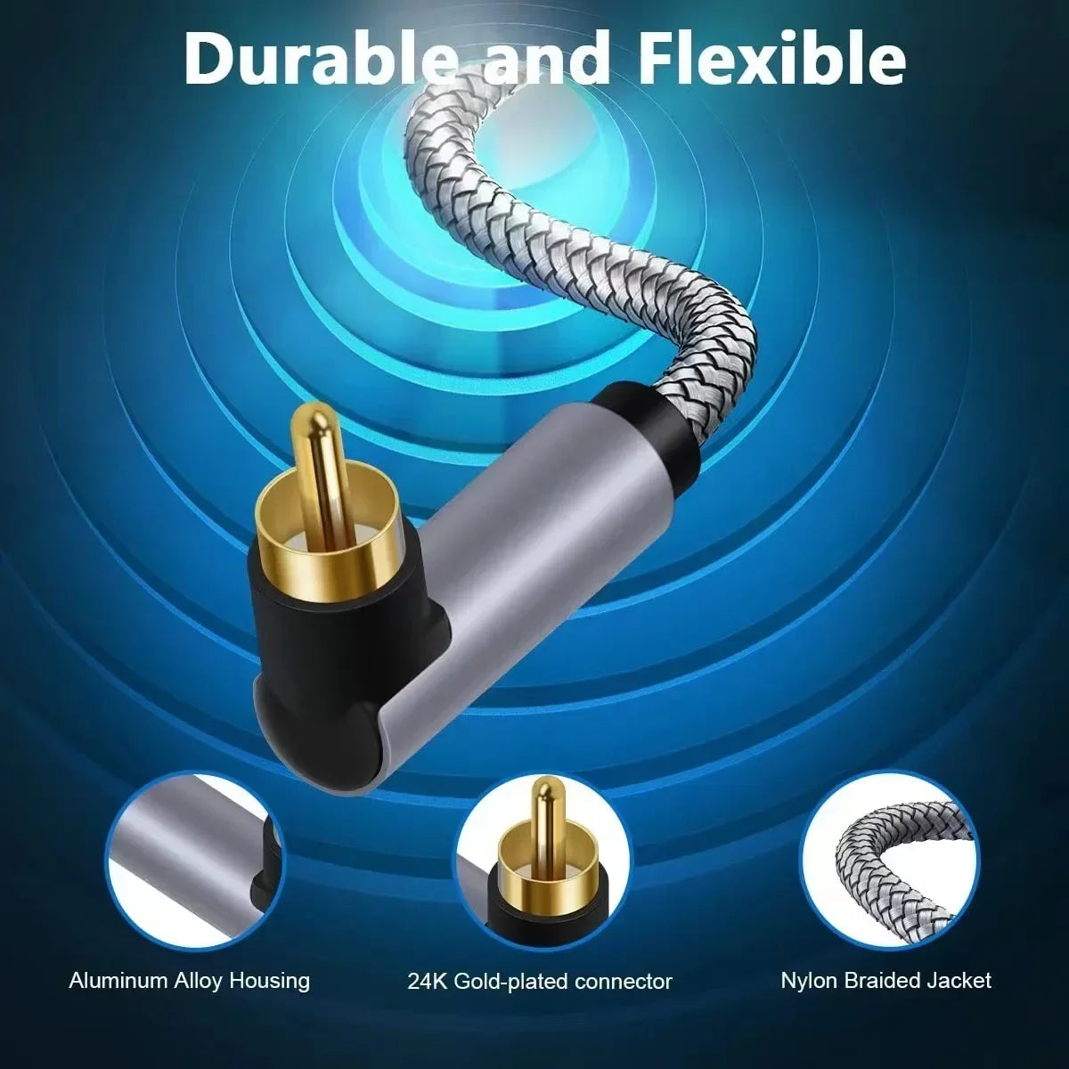 90 Degree Digital Audio Coaxial Cable 75Ω Rca to Rca Male Stereo Cable Speaker Hifi SPDIF Cord  for Sound Bar CD DVD AV TV