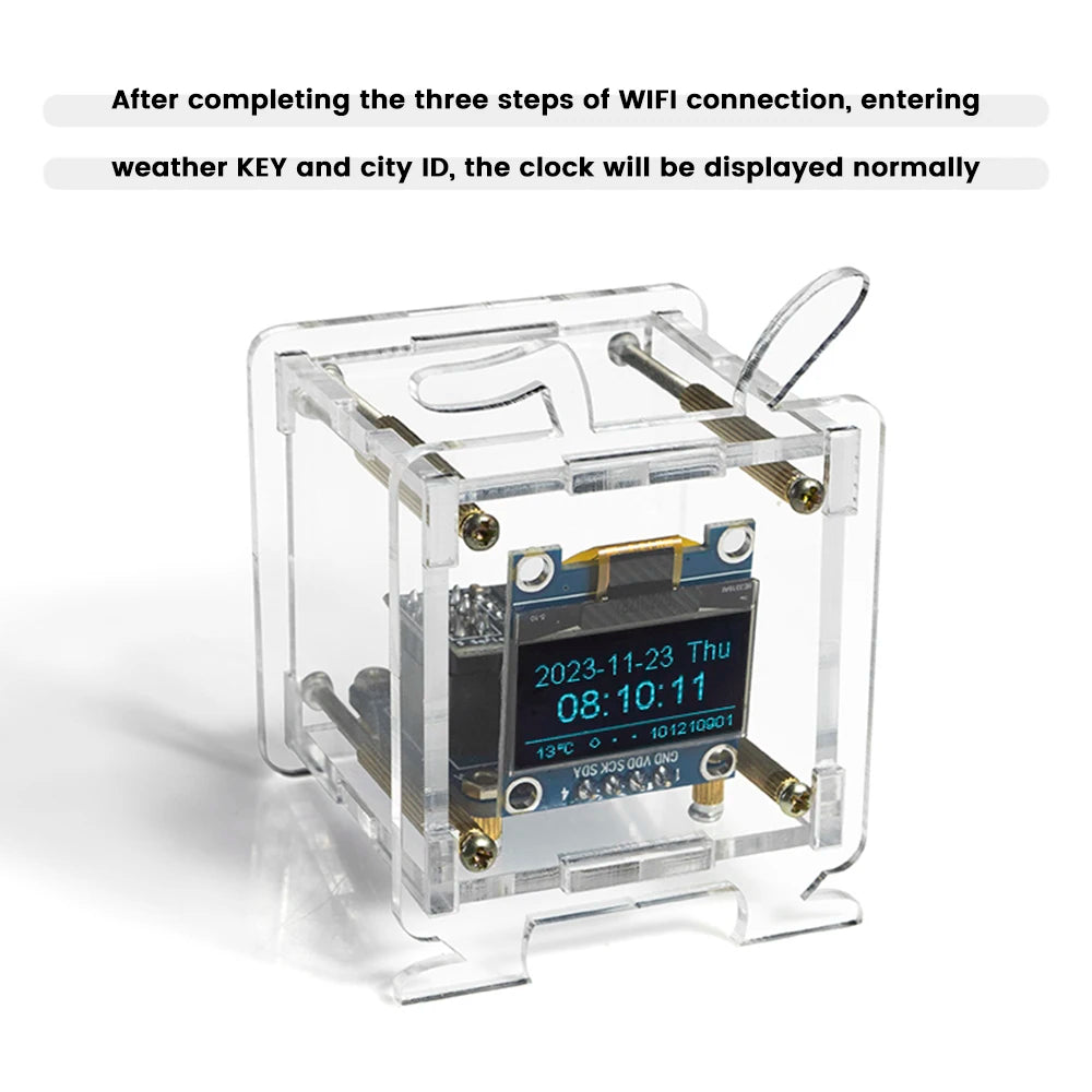 ESP8266 DIY Digital Clock Kit 0.96 Inch Mini Weather Clock WIFI Soldering Practice Electronic Multifunctional Weather Station