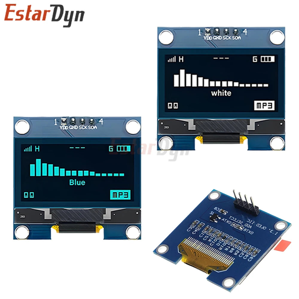 1.3" OLED LCD Display Module SH1106 128X64 IIC I2C SPI White/Blue Color Screen Breakout Board for