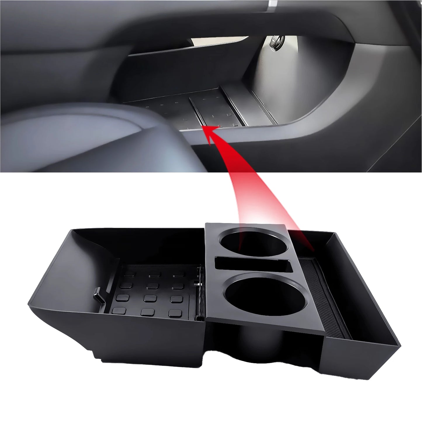 For Hyundai Santa Fe 2024 2025 Car Center Console Box Central Lower Layer Storage Tray Organizer Stowing Tidying Accessories