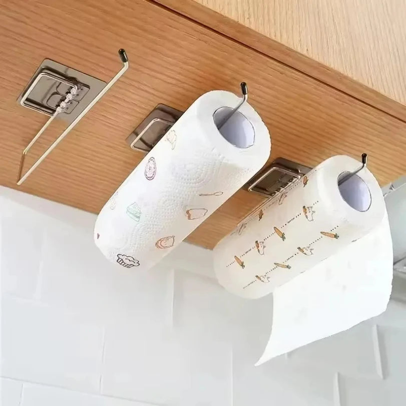Kitchen Paper Towel Holder Adhesive Toilet Paper Rack Towel Hanger Tissue Dispenser Roll Napkin Cabinet Storage Accessories