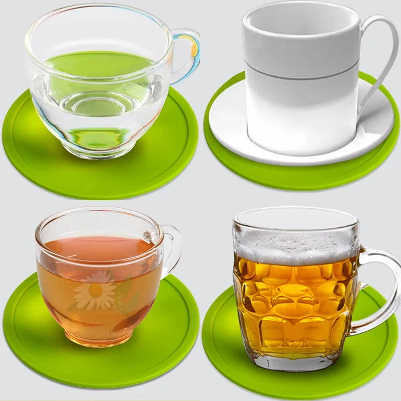 3.9 inches Anti-slip Silicone Coasters Heat Resistant Tea Cup Mat Lots Drink Coffee Mug Glass Beverage Holder Pad Kitchen Tool